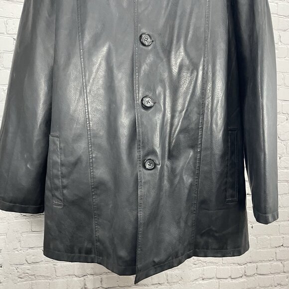 Arizona Matte Black Faux Leather Buttoned Collared Lined Vented Jacket Size 3XL - Picture 9 of 12